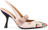 Thumbnail for your product : Brock Collection Floral Slingback Heels in White & Pink | FWRD