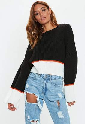 Missguided Black Colour Block Stripe Sweater