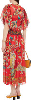 Thumbnail for your product : RED Valentino Gathered printed cotton and silk-blend voile midi dress