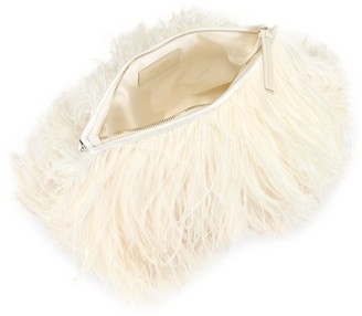 Jimmy Choo Callie Tassel Feather-Trimmed Leather Clutch