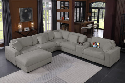 Latitude Run Modern Upholstered Cloud Modular Corner Sectional Sofa With Consoles