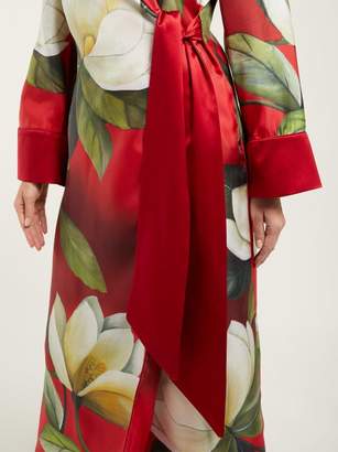 F.R.S For Restless Sleepers Alectrona Floral-print Silk-satin Wrap Dress - Womens - Red Multi