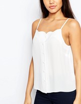 Thumbnail for your product : ASOS COLLECTION Button Front Cami Top With Scallop Neck