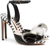 Thumbnail for your product : Sophia Webster Black And White Soleil 100 Ruffle Leather Sandals