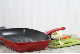 French Home 12" Red Rectangular French Enameled Cast Iron Grill Pan