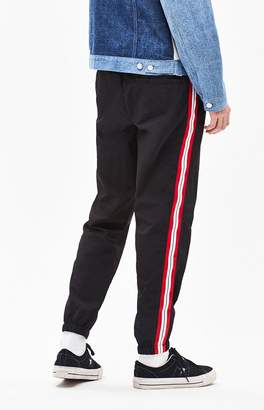 Pacsun PacSun Warm Up Nylon Side Stripe Black & Red Pants