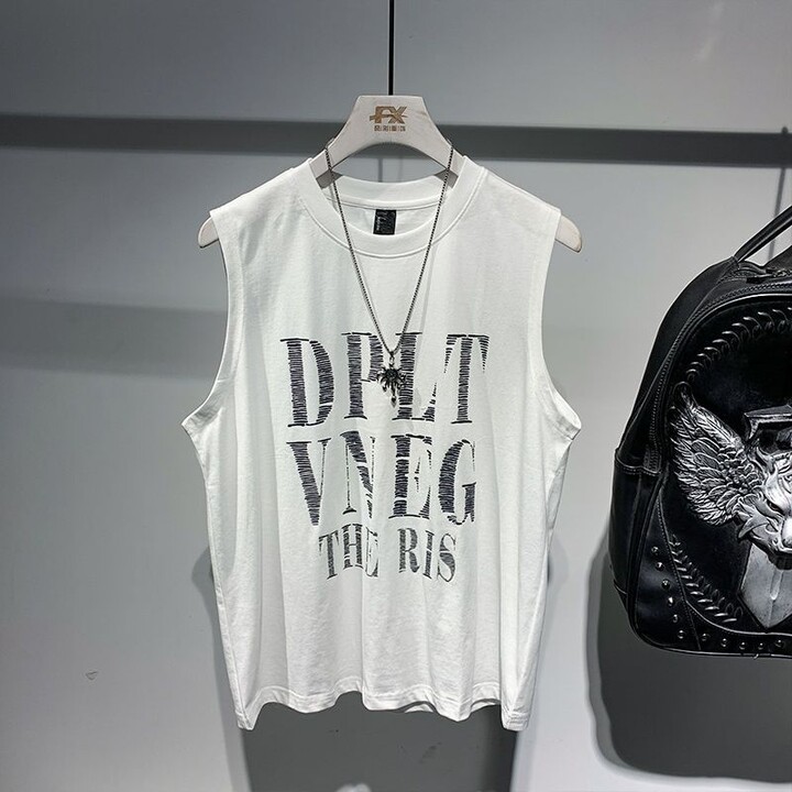 NONE Fashion O-Neck Sleeveless Printed Letter T-Shirts Men & apos;s Clothing 2025 Summer New Loose Casual Tank Top Punk Tee Shirt