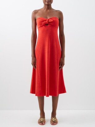 Zimmermann Lyre Tied Empire-waist Cotton-blend Jersey Dress - Red