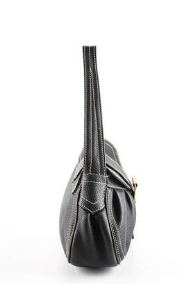 Celine Black Pebbled Leather Gold Tone Stitched Trim Shoulder Handbag FAN3150JHL