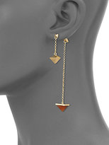 Thumbnail for your product : Eddie Borgo Peach Aventurine & White Agate Pyramid Pendulum Asymmetrical Earrings