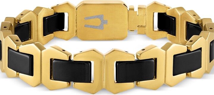 Bulova Men's Icon Black Ceramic Bracelet in Gold Ion-Plated Stainless Steel