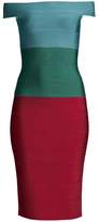 Thumbnail for your product : Herve Leger Off-The-Shoulder Colorblock Dress