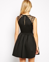 Thumbnail for your product : ASOS COLLECTION Lace Sleeve Skater Dress In Scuba