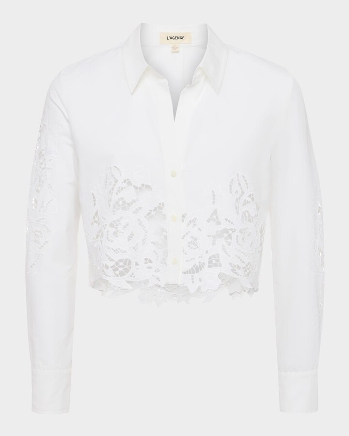 L'Agence Seychelle Cropped Button-Front Shirt