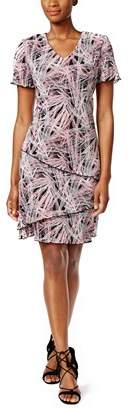 Connected Apparel Printed Tiered Shift Dress.