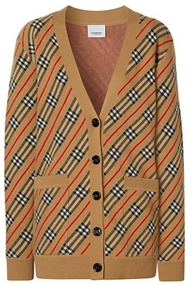 icon stripe merino wool cardigan