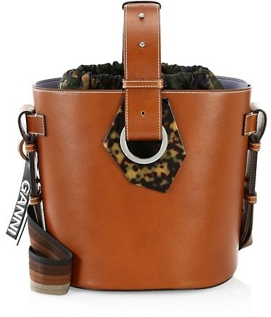 Ganni Leather Bucket Bag - ShopStyle
