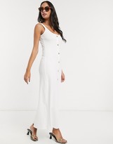 Thumbnail for your product : ASOS DESIGN rib square neck button through maxi dress in white