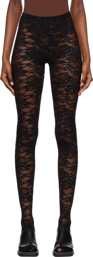 we11done Black Flower Tights - ShopStyle Hosiery