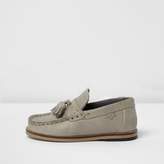 Thumbnail for your product : River Island Mini boys grey leather tassel loafers