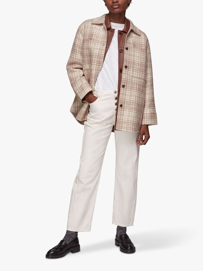 grey check wool coat