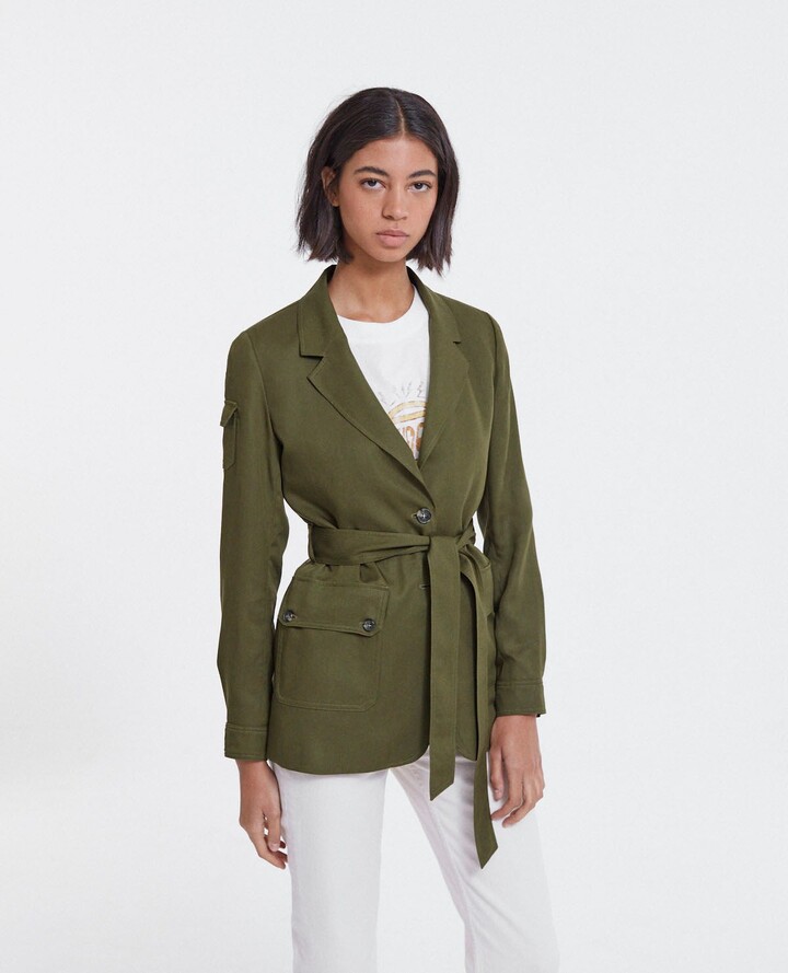 Jigsaw Linen Tencel Jacket Womens New Green Pewter