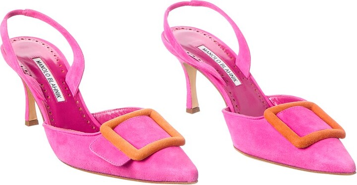 Manolo Blahnik Mayslibi 70 Suede Slingback Pump (Authentic Pre-Loved)