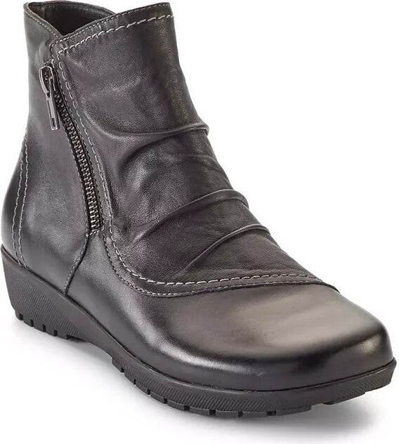 Walking Cradles Women's Zeplin Boots Black Leather Ankle Bootie JOBB1784