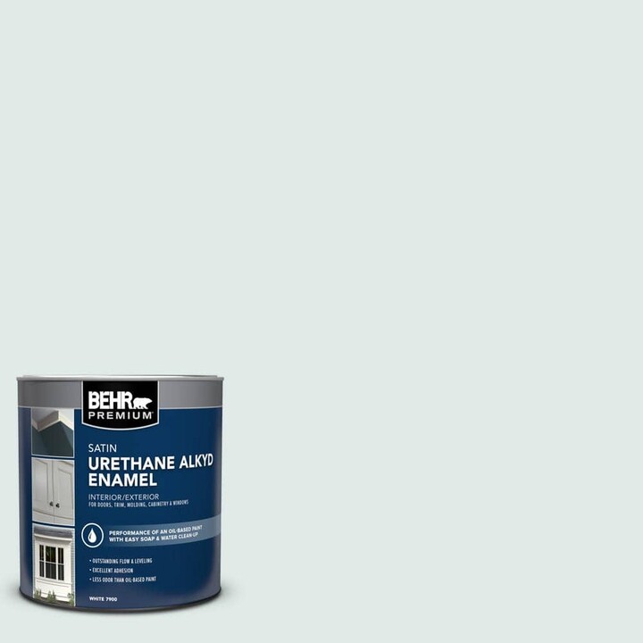 BEHR PREMIUM 1 qt. #BL-W01 Calm Satin Enamel Urethane Alkyd Interior/Exterior Paint
