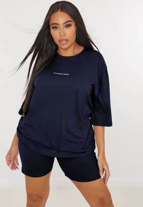 Missguided Plus Size Navy T Shirt And Biker Shorts Co Ord Set - ShopStyle