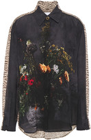 Thumbnail for your product : Burberry Paneled Printed Silk Crepe De Chine Shirt