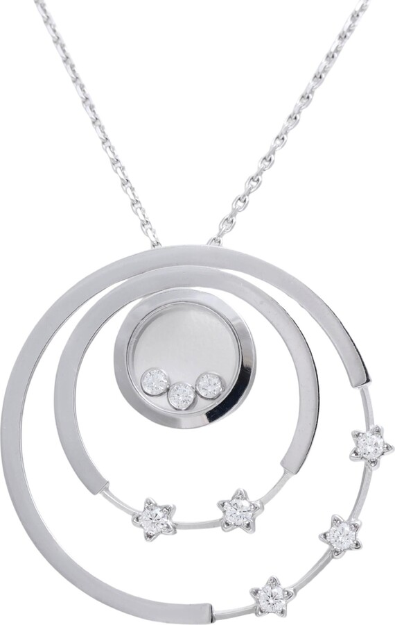 Chopard 18 Kt White Gold & Diamond Happy Diamonds Necklace / Pendant