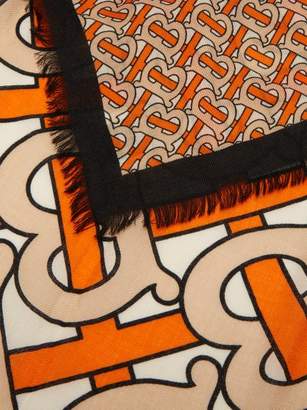 Burberry Tb-print Cashmere Scarf - Womens - Orange Print