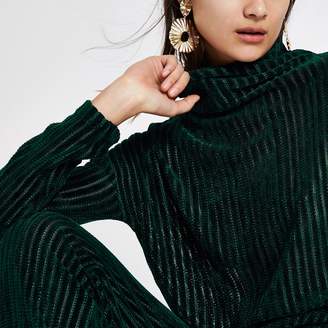 River Island Womens Dark Green chenille knit long sleeve top