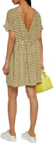 Thumbnail for your product : American Vintage Gingham crinkled cotton-blend gauze mini dress - Green - M/L