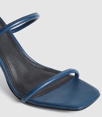 Reiss MAGDA LEATHER STRAPPY HEELED SANDALS Navy - ShopStyle Evening Shoes