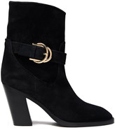 Thumbnail for your product : Stuart Weitzman Virgo Buckled Suede Ankle Boots