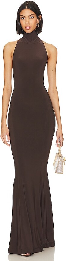 Norma Kamali Halter Turtle Fishtail Gown