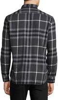 Thumbnail for your product : Burberry Check Cotton Flannel Shirt, Dark Gray Melange