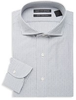 Men Black And White Striped Dress Shirt - ShopStyle