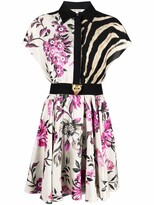 Thumbnail for your product : Roberto Cavalli Floral Tiger Striped Shirt Dress