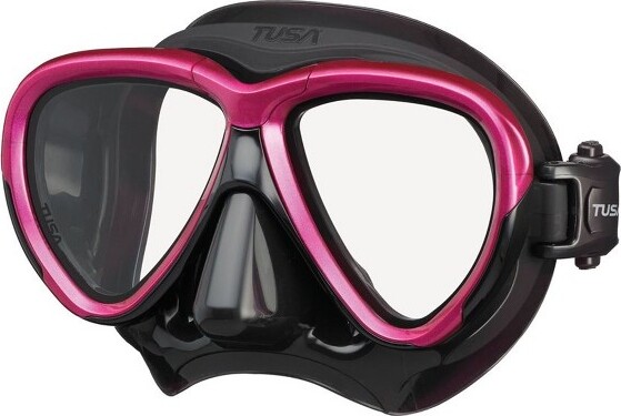 TUSAIntegaDivingMaskwith3DSYNQFit–AdaptiveSkirtSwiftBuckleandFreedomDryTechnologyRosePink/BlackSilicone