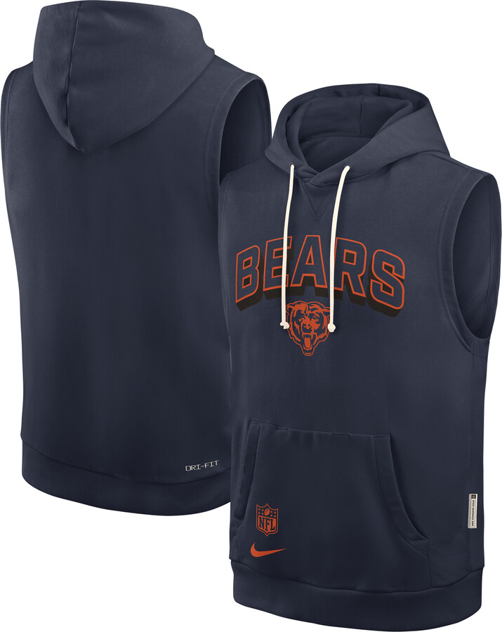 Men's Nike Navy Chicago Bears Sideline Performance Sleeveless Pullover Hoodie