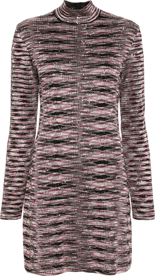 Sequin-Embellished Zigzag Mini Dress