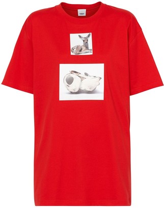Burberry Deer Print Cotton T-shirt