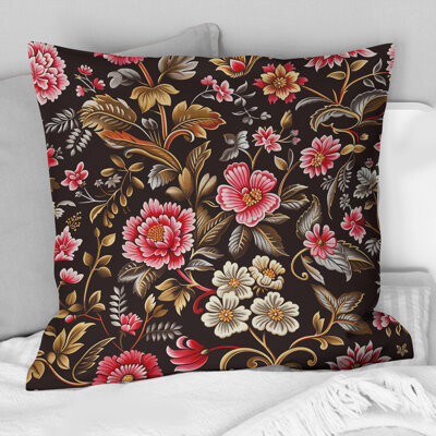 Pink Brown Blooming Daisy Gardens VI - Modern Throw Pillow