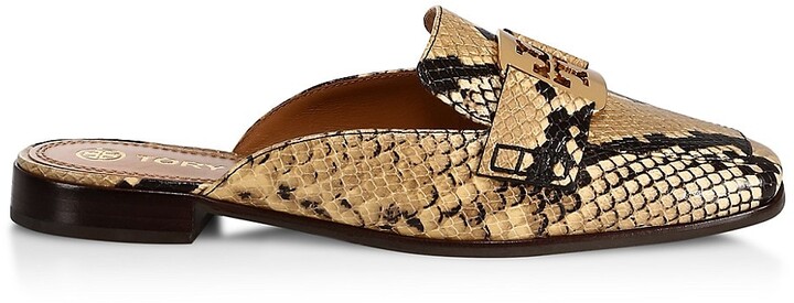 Tory Burch Georgia Snake-Embossed Loafer Mules - ShopStyle