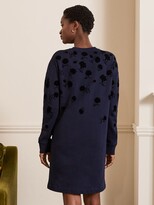 Thumbnail for your product : Boden Jasmine Flocked Floral Sweatshirt Dress, Navy