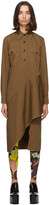 Thumbnail for your product : Dries Van Noten Brown Ruffle Hem Shirt Dress