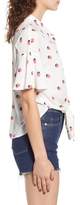 Thumbnail for your product : --- Floral Tie Hem Flutter Sleeve Top